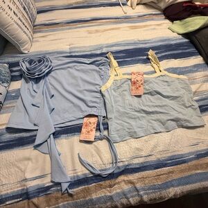 SHEIN Light Blue and Yellow Bandeau Set